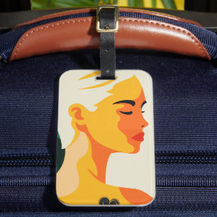 Fun Woman Portrait Modern Abstract Heart Tattoo Luggage Tag