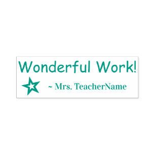 Fun "Wonderful Work!" Tutor Rubber Stamp