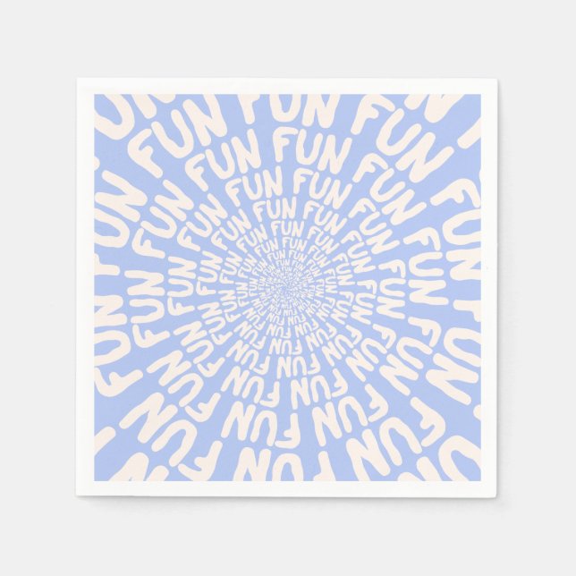Fun word repeating spiral cream lilac purple napkins (Front)
