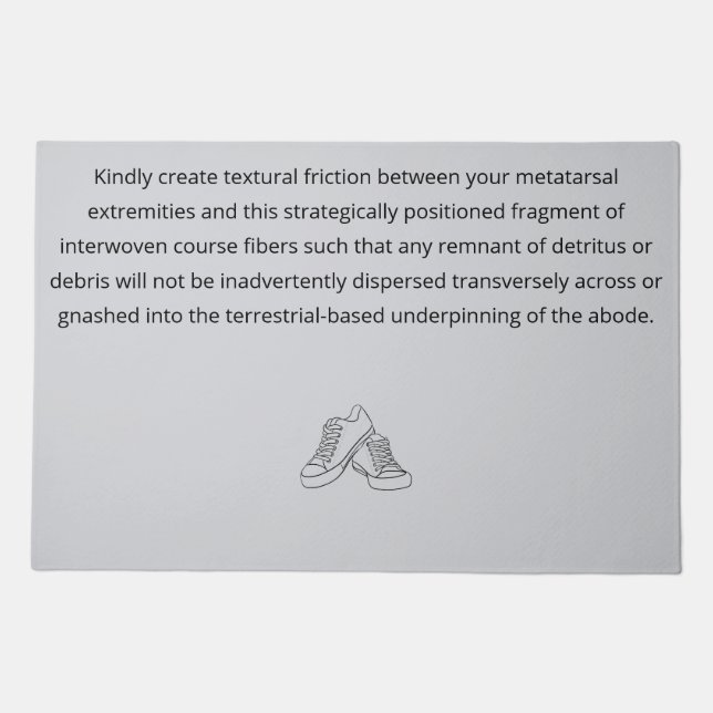 Fun Wordy Wipe Your Feet Minimalist Doormat (Front)