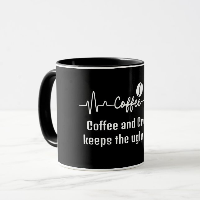 fun Work Quote funny Coffee Cream keeps ugly away Mug (Front Left)