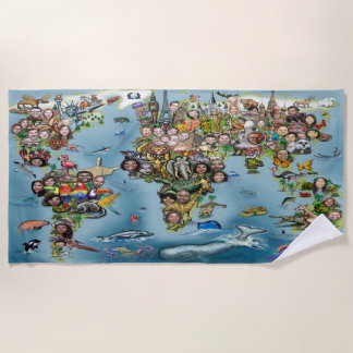 Fun World Map Beach Towel