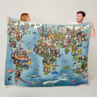 Fun World Map Fleece Blanket