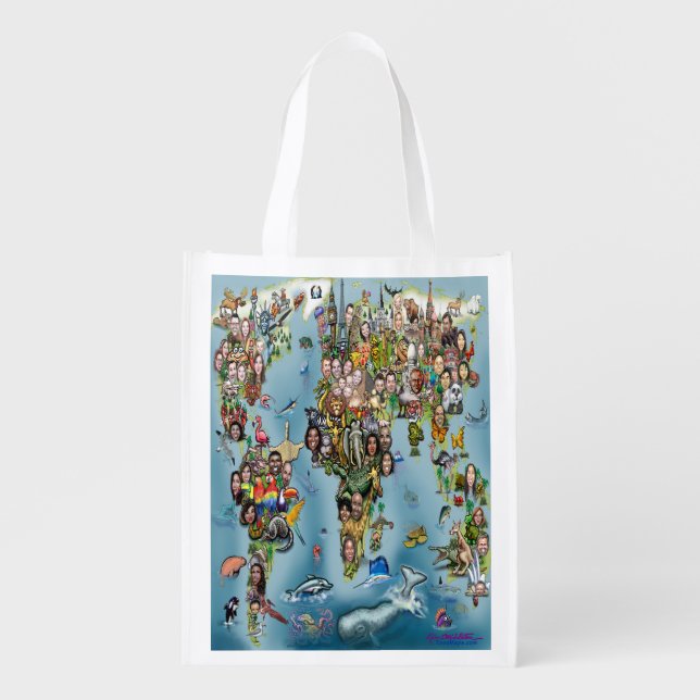 Fun World Map Grocery Bag (Front)