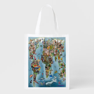 Fun World Map Grocery Bag