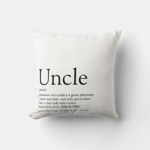 Fun Worlds Best Ever Uncle Funcle Definition Throw Pillow