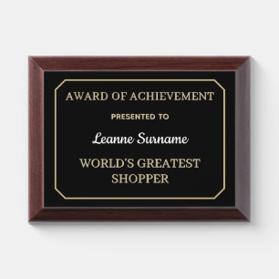 Fun! World's Greatest Shopper Award Plaque