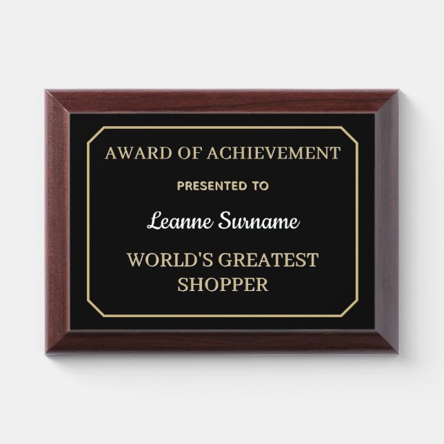 Fun! World's Greatest Shopper Award Plaque (Horizontal)