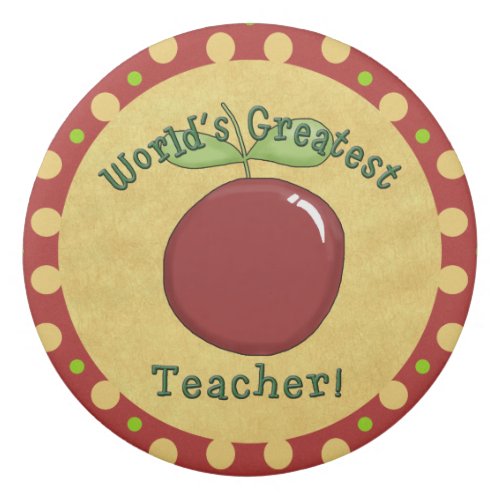 Fun Worlds Greatest Teacher Apple with Name Eraser
