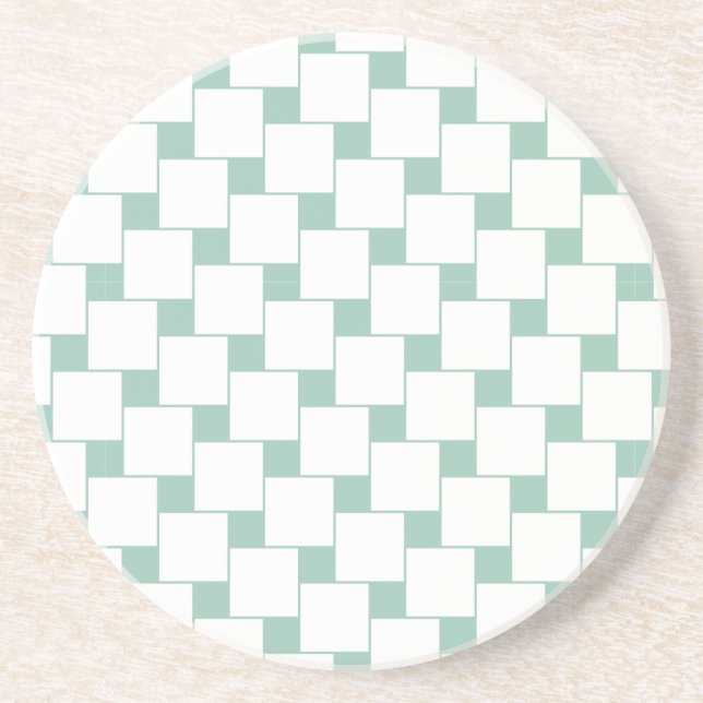 Fun Woven Squares Mint Green Drink Coaster (Front)