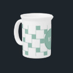 Fun Woven Squares Mint Green Drink Pitcher<br><div class="desc">Fun and Stylish and trendy modern woven squares pattern. Shown here in Mint Green for that totally Chic look - with removable monogram template</div>