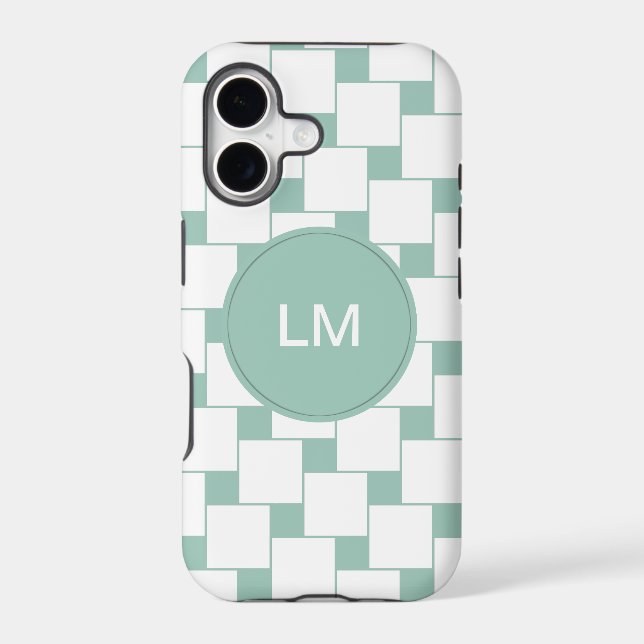 Fun Woven Squares Mint Green Iphone Case (Back)