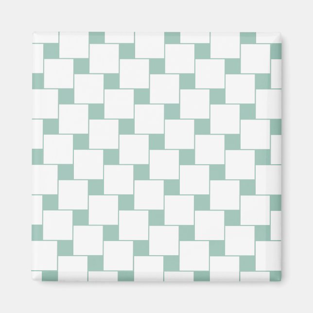 Fun Woven Squares Mint Green Magnet (Front)