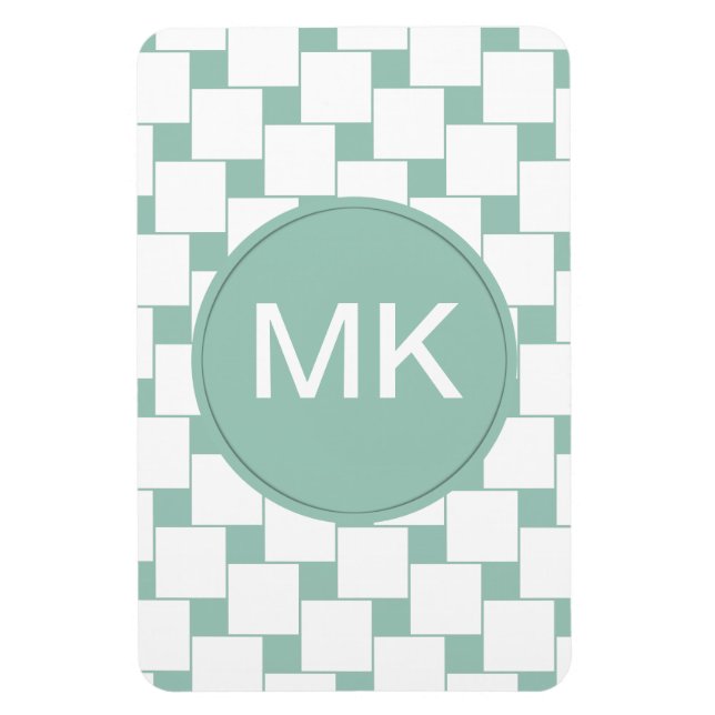 Fun Woven Squares Mint Green Magnet (Vertical)