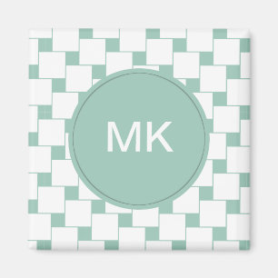 Fun Woven Squares Mint Green Magnet