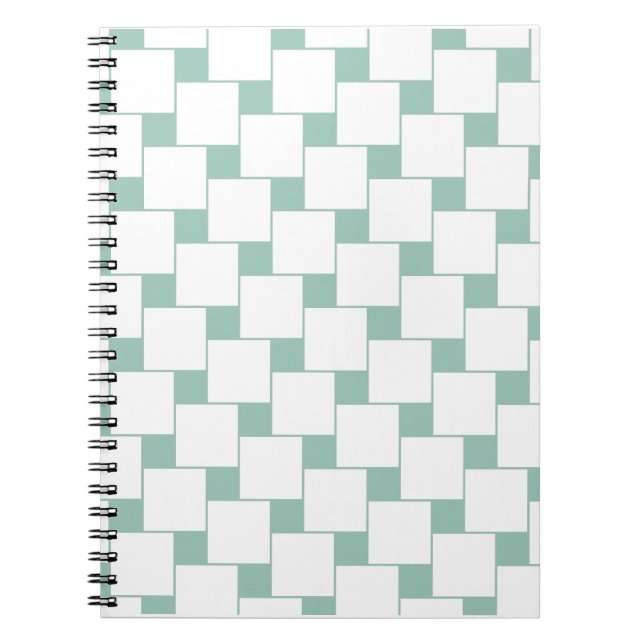 Fun Woven Squares Mint Green Notebook (Front)