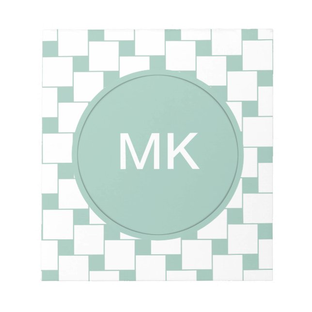 Fun Woven Squares Mint Green Notepad (Front)