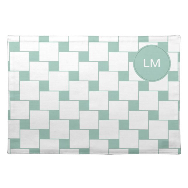 Fun Woven Squares Mint Green Placemat (Front)