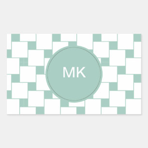 Fun Woven Squares Mint Green Rectangular Sticker