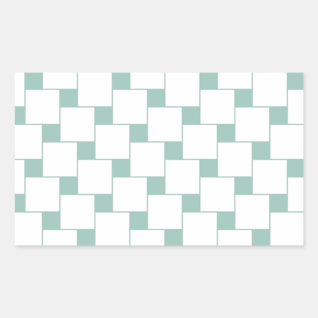 Fun Woven Squares Mint Green Rectangular Sticker (Front)