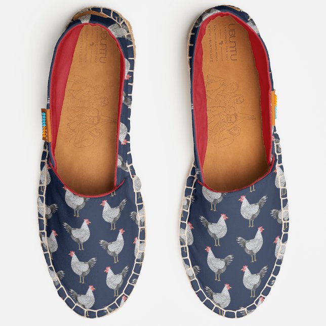 Fun Wyandotte Chicken Hen Pattern Espadrilles (Wyandotte hen pattern espadrilles for chicken and poultry lovers)