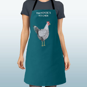 Fun Wyandotte Chicken Hen Watercolor Personalized Apron