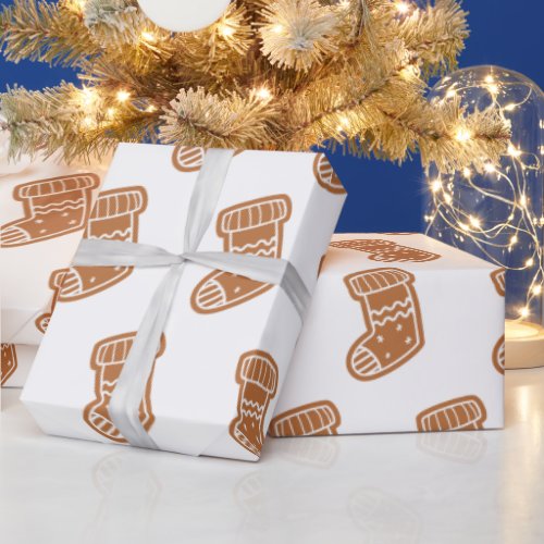 Fun Xmas Gingerbread Stocking Wrapping Paper