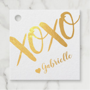 Fun XOXO Pink Teen Party Sweet 16 REAL FOIL Foil Favor Tags