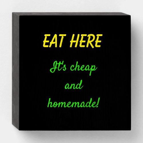 Fun Yellow and Green Neon Diner Style Eat Here Wooden Box Sign