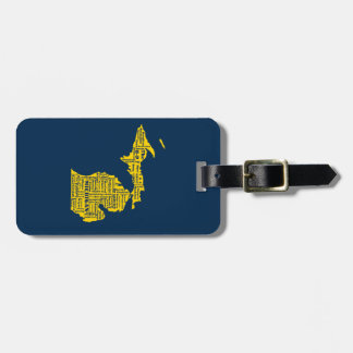 Fun Yellow and Navy Blue State of Michigan cities Luggage Tag