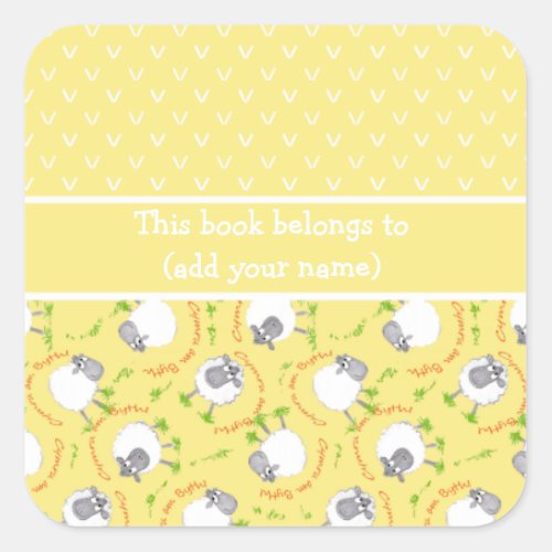 Fun Yellow and White Bookplates with Comic Sheep