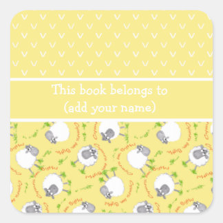 Fun Yellow and White Bookplates with Comic Sheep