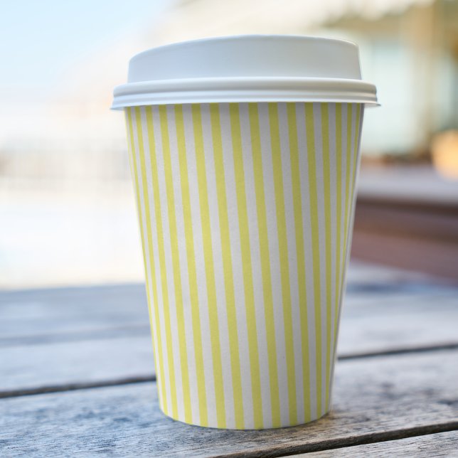 Fun, Yellow and White Diagonal Striped  Paper Cups (Creator Uploaded)