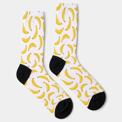 Fun Yellow Banana Illustration Pattern Socks