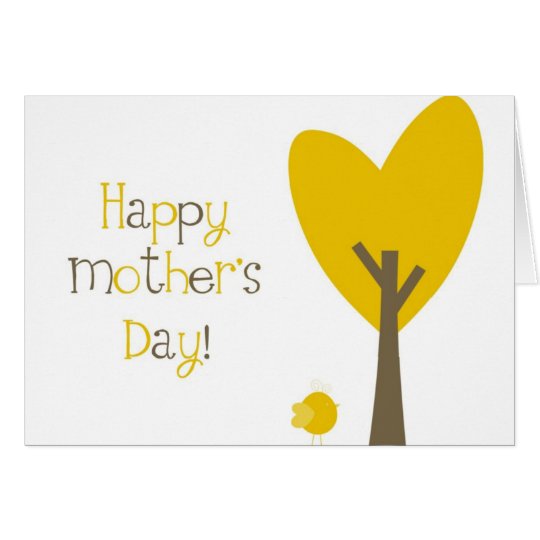 Fun Yellow Bird Tree Heart Happy Mother's Day Card