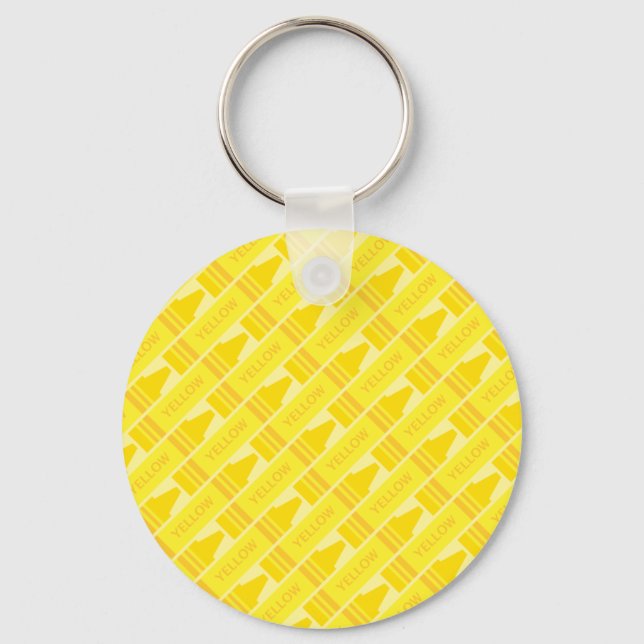 Fun Yellow Crayon Pattern Keychain (Front)