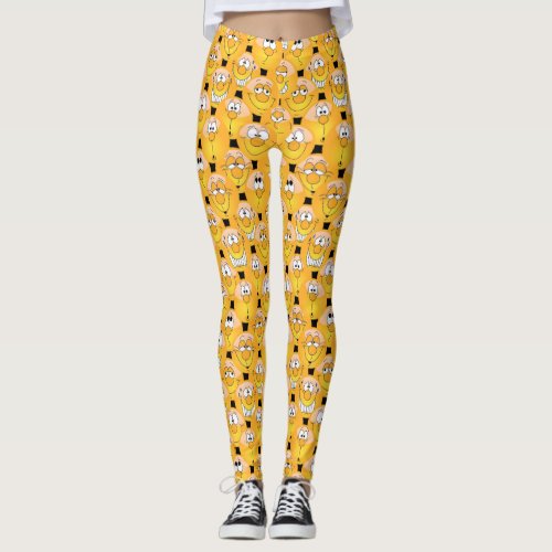 Fun Yellow Emoji Trendy Design Leggings