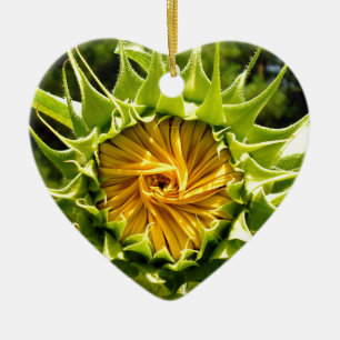 Fun yellow floral Sunflower Ceramic Ornament