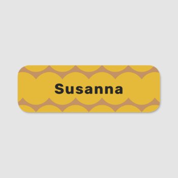 Fun Yellow Gold Mustard Brown Squiggle Magnetic Name Tag by TabbyGun at Zazzle