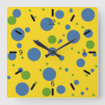Fun Yellow, Green And Blue Spotted Wall Clock at Zazzle