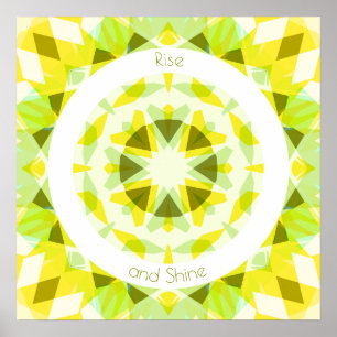 Fun Yellow Green Rise and Shine Star Motivational Poster