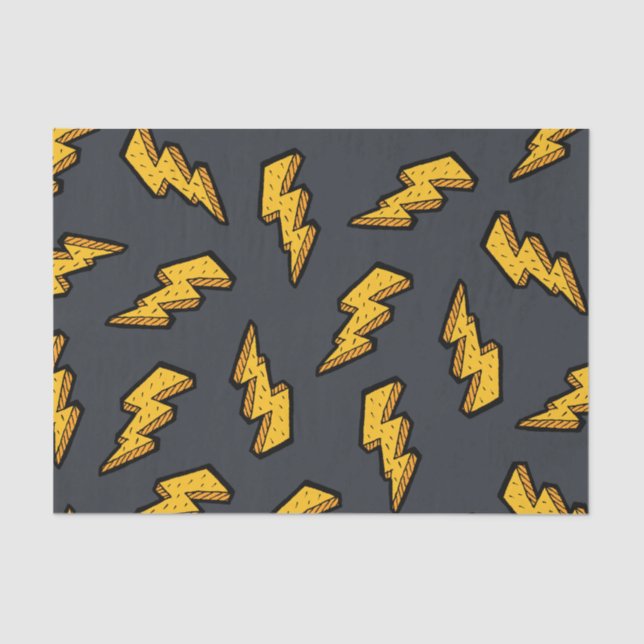 Fun Yellow Grey Lightning Bolt Pattern Tissue Paper (Front)