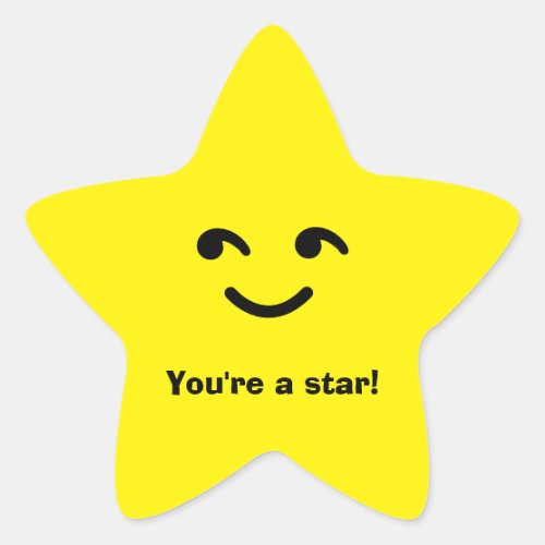 Fun Yellow Happy Smiling Face Youre A Star School Star Sticker