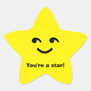 Fun Yellow Happy Smiling Face You're A Star School Sticker