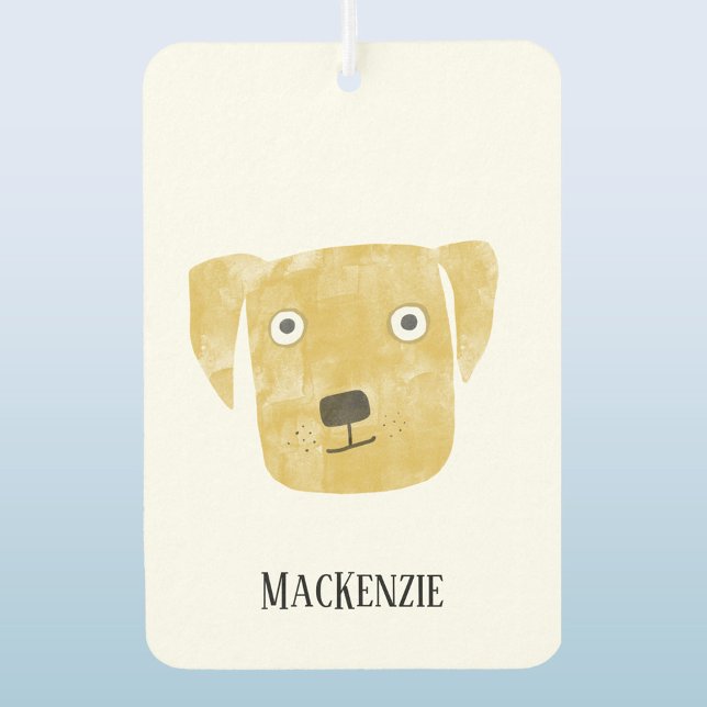 Fun Yellow Labrador Retriever Dog Personalized Air Freshener (Golden yellow labrador retriever dog personalized custom name car or vehicle air freshener)