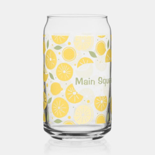 Fun Yellow Lemon Stylish Summer Chilled Drink Can Glass
