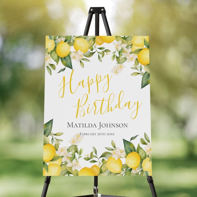  Fun Yellow Lemons Birthday Party Foam Board (Mockup View)