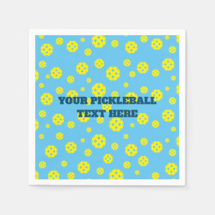 Fun yellow pickleball pattern custom party napkins
