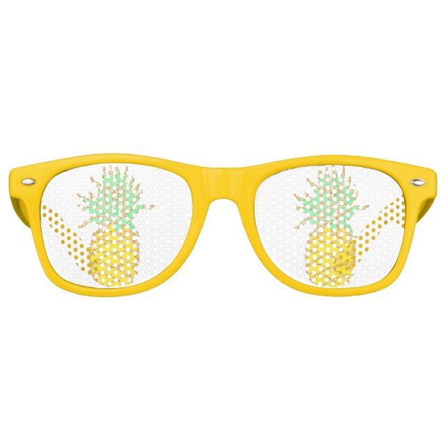 Fun Yellow Pineapple Glitter Retro Sunglasses (Front)