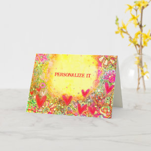Fun Yellow Pretty Customizable  Floral Notecard